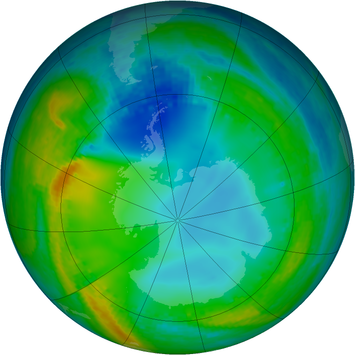 Antarctic ozone map for 17 July 2004